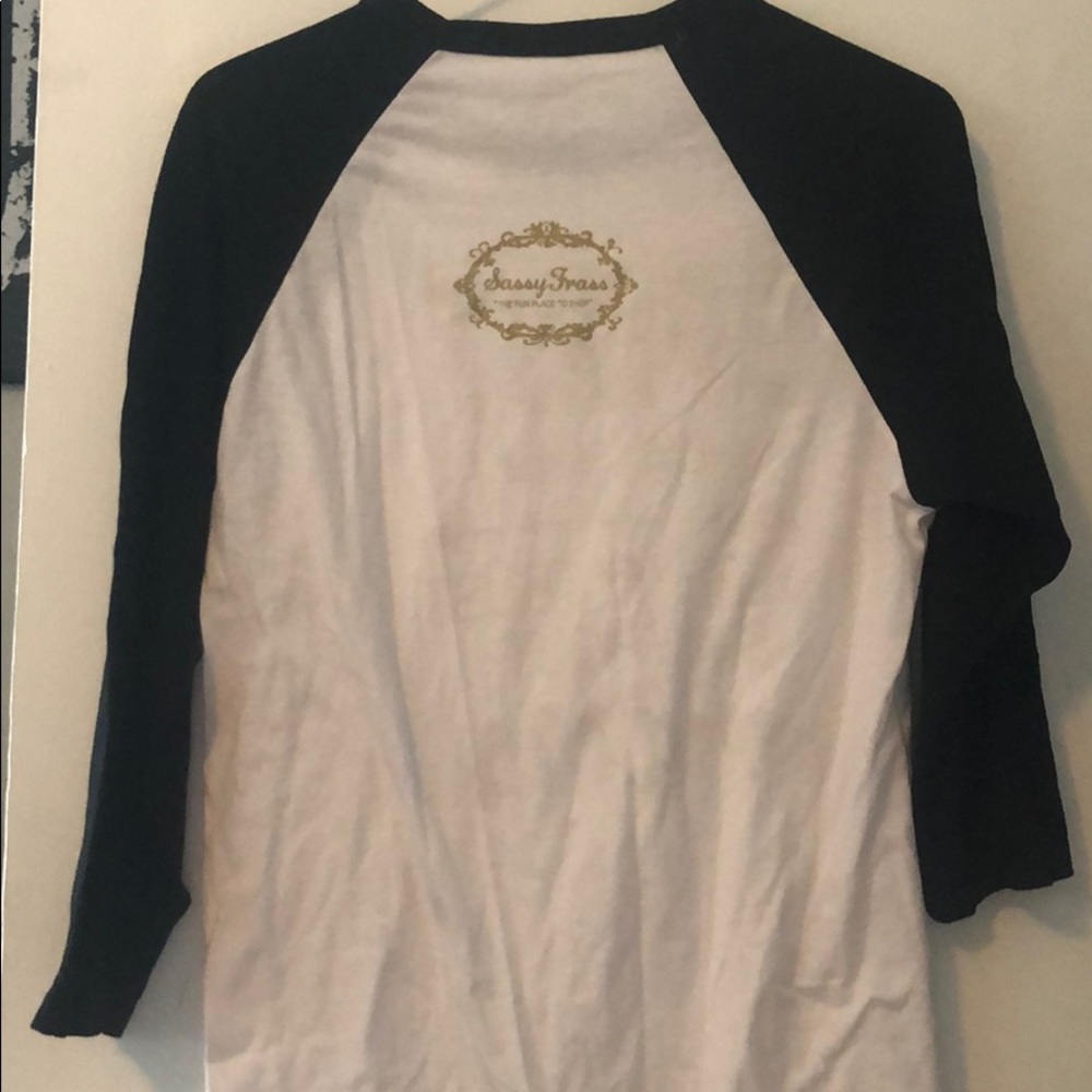 White Baseball Tee with Gold Script - Picture 3 of 3